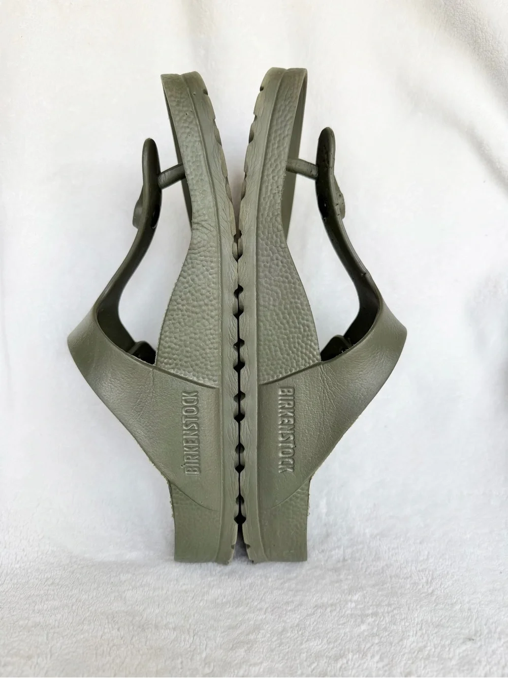Birkenstock Sandals Mens 37 Olive Green Gizeh EVA Thong Flip Flop Casual Buckle
